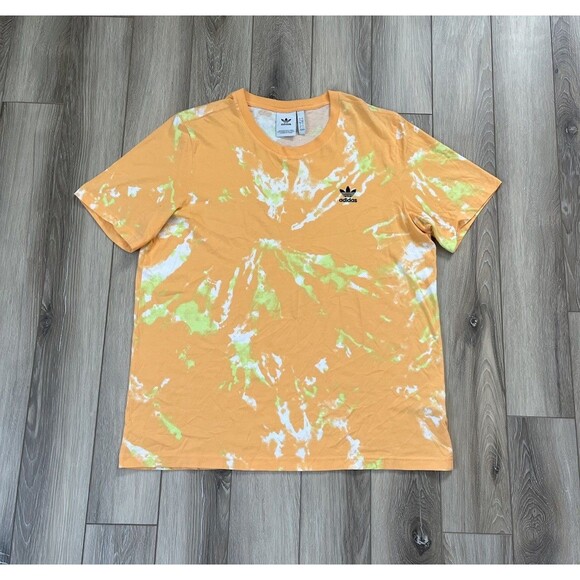adidas Dream Orange Tie Dye All Day Training Mens Short Sleeve T-Shirt Sz Large - Picture 1 of 9